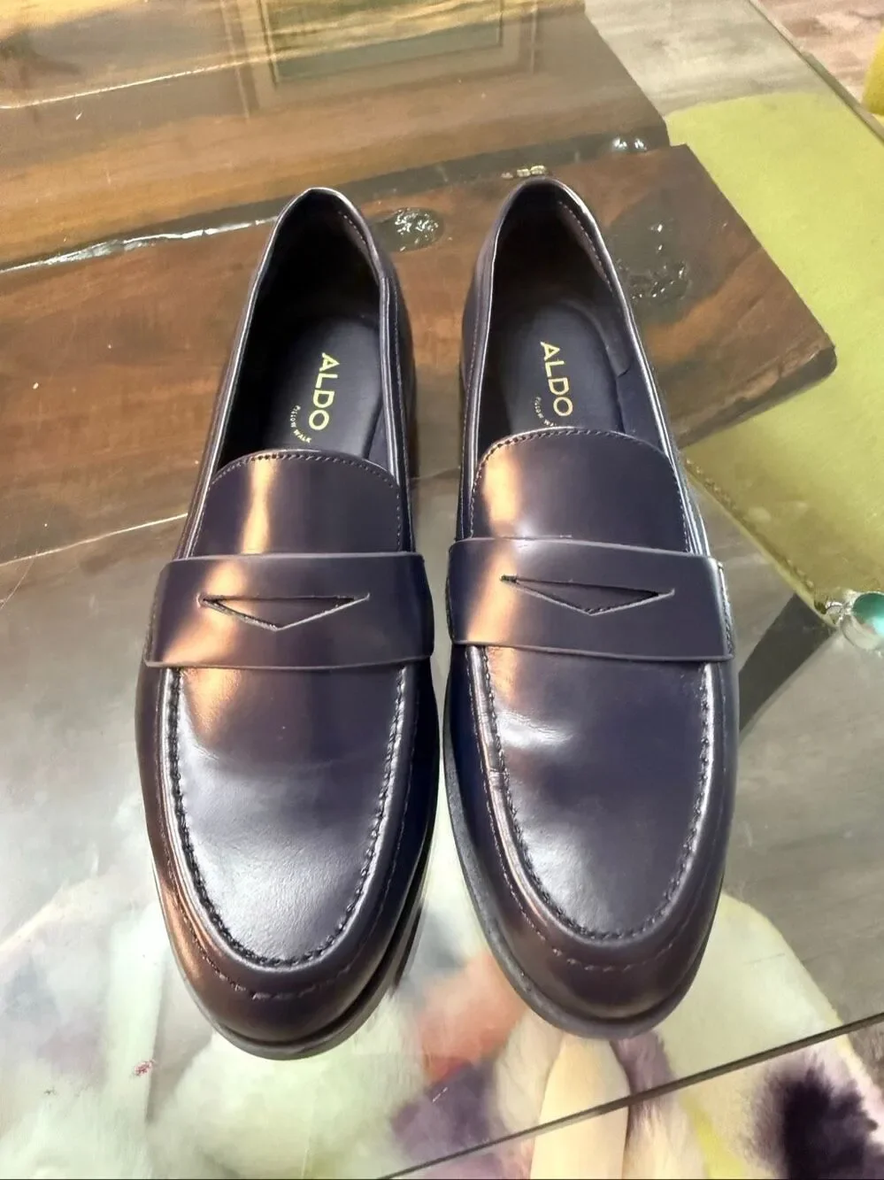 Aldo Navy Faux Leather Penny Loafers sz  6 NWOT